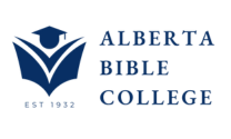 Alberta Bible College logo - blue book with mortarboard cap behind it, name written to the right