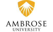 Ambrose university logo shield with their university name underneath