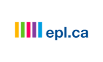 Edmonton Public Library logo - five coloured vertical bars (yellow, green, red, purple, blue) with writing to the right